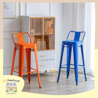 ?Home Furnit?เก้าอี้บาร์ loft style bar chairs เก้าอี้ เก้าอี้สตูลบาร์ ทรงสูง มีพนักพิงหลัง เก้าอี้สตูลเหล็ก เก้าอี้บาร์เหล็ก รับน้ำหนักได้ 150kg?