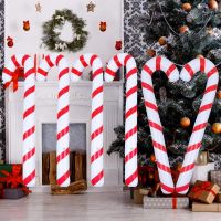 【LZ】ஐ﹍○  Inflável Candy Cane Stick para o Natal Bastões de doces ao ar livre Decoração de Natal 90cm 2022