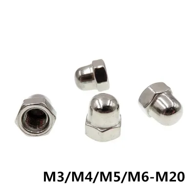 M3/M4/M5/M6-M20 DIN1587 Acorn Nuts Hex Head Cap Nuts 304 Stainless Steel Round Head Bolted Cover Acorn Dome Nut