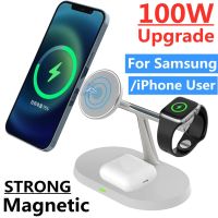 ZZOOI 100W 3 In 1 Magnetic Wireless Charger Stand Fast Charging Dock Station for iPhone Samsung S22 S21 Ultra Galaxy Watch 5 4 Active