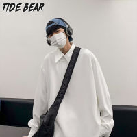 TIDE BEAR เสื้อคอปก เสื้อโปโลเสื้อกันหนาวลำลองของผู้ชายสีทึบประจำวันเรียบง่ายเสื้อโปโลแขนยาวเรียบง่าย