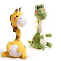 Dancing Talking Giraffe Dinosaur Plush Toy Electric Soft Plush Animal Toy Repeats What You Say Singing Interactive Baby Toy Todd