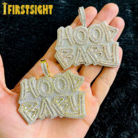 New Iced Out Bling Cubic Zirconia Letter HOOP BABY Pendants Necklaces Two Tone Color Letters Charm For Men Women Hip Hop Jewelry