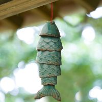 ETIONS หางปลาหางยาว KOI Fish WIND CHIME ดีไซน์แข็งแรงทนทาน โลหะสำหรับตกแต่ง จี้รูปปลาคราฟสี หางปลาหางยาว ปลาคราฟ กิจกรรมกลางแจ้งกลางแจ้ง