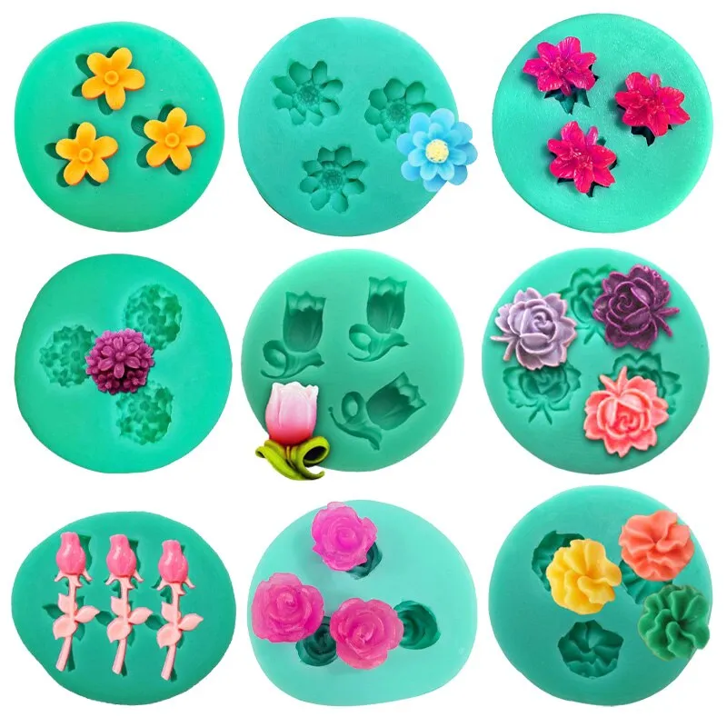 Mini Flowers Series Silicone Mold DIY Handmade Fondant Cake Baking