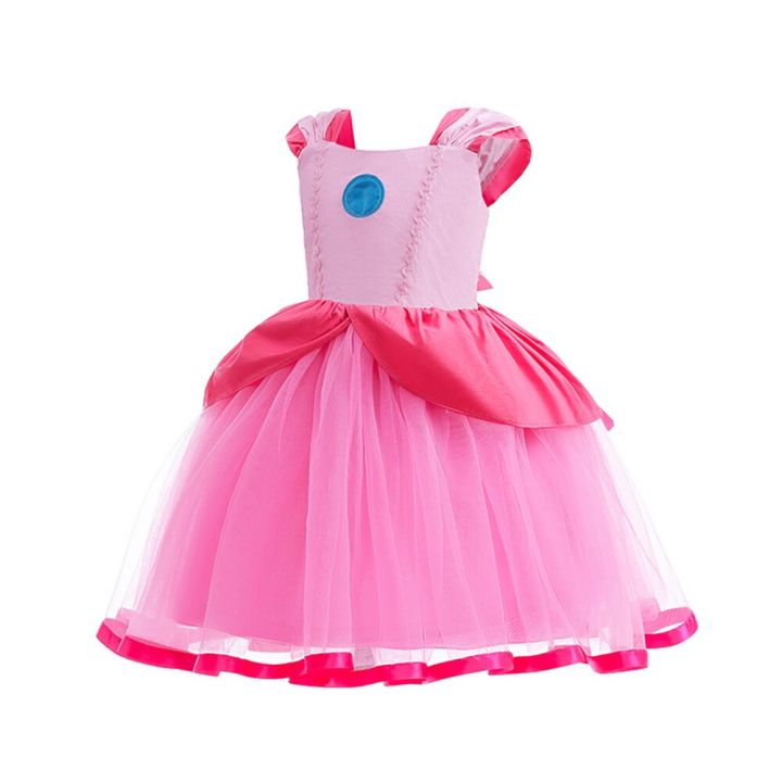 game-movies-halloween-children-princess-peach-cosplay-costume-summer-baby-party-aurora-pink-tulle-holiday-dress-fairy-clothing
