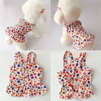 ZZOOI Summer Dog Clothes Cute Floral Sling Dress Thin Skirt Sunscreen For Small Dog Chihuahua Bichon Poodle Costume Puppy Pet Dresses