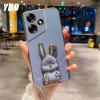 YBDเคสโทรศัพท์ใหม่สไตล์เข้ากันได้สำหรับ infinix Hot 20 4G 5G Hot 20i 20S 20 Play เคสการ์ตูนน่ารัก3Dลายกระต่ายยิ้มกรอบนุ่มขาตั้งพับได้