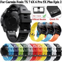 ✉☃❇ Quickfit 22mm 26mm Watch Strap For Garmin Fenix 7 7X 6X 6Pro 5X 5 Plus Epix Gen 2 Tactix Bravo Smartwatch Silicone Band Bracelet
