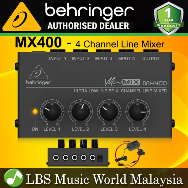 Behringer MX400 4 Channel Micromix Ultra Low Noise Line Mixer with 4 TS