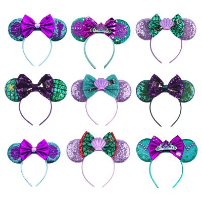 Mermaid Mickey Mouse Ears Headband Minnie Hair Bows Charactor For Women Festival Hairband Girls Hair Accessories Various Styles