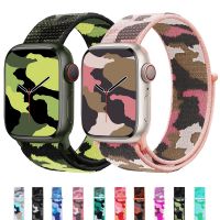 [HOT JUXLLKBKOW 514] Camouflage ไนลอนสำหรับ Apple Watch Band 44มม. 38มม. 45มม. 41มม. 42มม. 40มม. สายนาฬิกาสร้อยข้อมือเข็มขัด Iwatch Series 4 3 5 6 7