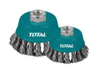 Total แปรงลวดถ้วยถักเปีย ขนาด 5 นิ้ว รุ่น TAC32051 ( เกลียว M14 x 2.0 ) ( Wire Brush )