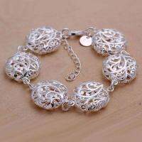 High Quality KN H235 Wholesale Silver Color Bracelet For Woman Man 39;s Factory Price Fashion Jewelry Hollow Flat Flower Bracelet