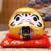(Gold Seller) 4.5 Inch Maneki Neko Daruma Ornament Ceramic Fortune Cat Statue Home Decorative Gift Feng Shui Piggy Bank
