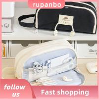 RUPANBO039392692 สุนัขน่ารักๆ กระเป๋าใส่ดินสอ จุได้มาก มัลติฟังก์ชั่นการใช้งาน กระเป๋าใส่ของ ของใหม่ สองชั้น กระเป๋าใส่ปากกา อุปกรณ์สำหรับนักเรียน