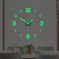 ZZOOI 3D Wall Clock Luminous Large DIY Digital Clock Wall Stickers Silent Clock Mechanism Wall Watch Living Room Office Wall Decor