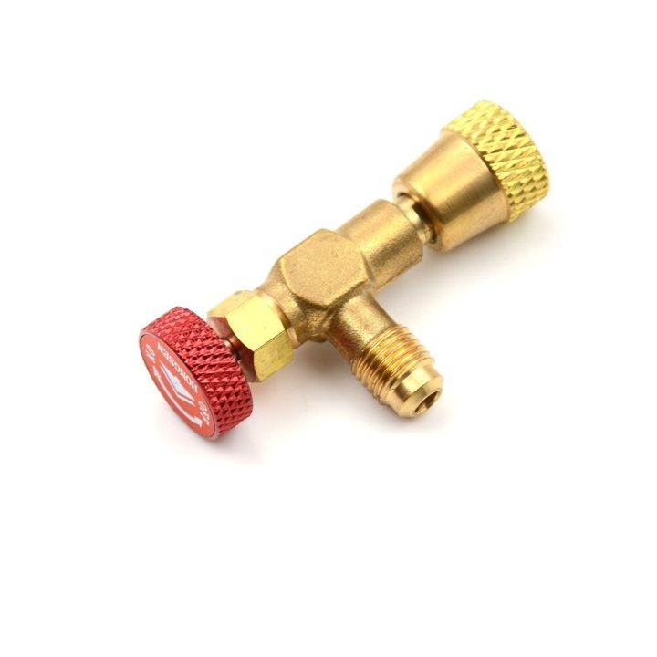 r410a-refrigeration-air-conditioning-valve-safety-adapter-1-4-quot-sae-male-to-5-16-quot-sae-famale-charging-hose-valves