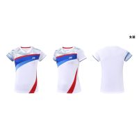 shot goods Lady Badminton Uniform 42B White Round-Neck Womens Badminton Shirt Sport Jersey XS-3XL