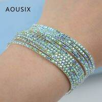 hotx【DT】 10 pcs/Set elastic force Bangle for rhinestones Wedding   Bangles Jewelry Pulseira Feminia