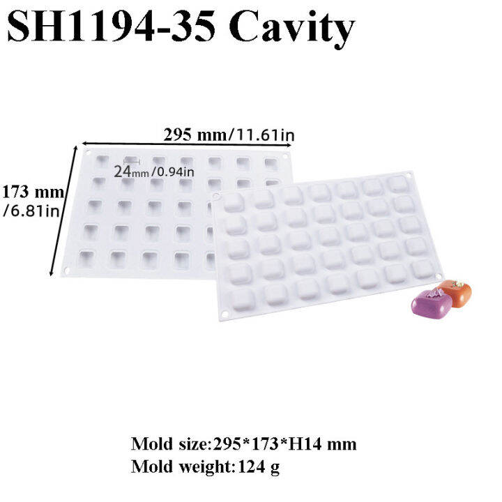 แม่พิมพ์ซิลิโคนเกรดอาหารเค้กสำหรับมูสหินทรงสี่เหลี่ยม8-12-35เทียนหอมอุปกรณ์พิมพ์รูปร่างสบู่ทำมือ