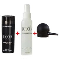 ชุดผงไฟเบอร์สีดำToppik Hair+สเปรย์toppik+หัวพ่นSevich   ปิดผมบาง หัวล้าน ผมบาง ผลิตใหม่ 27.5กรัม