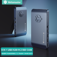 Yottamaster 8 In 1 Thunderbolt 3แท่นวางมือถือช่องคู่ M.2 NVMe / SATA SSD Enclosure เป็น HDMI 8K 60Hz/60W อะแดปเตอร์ PD