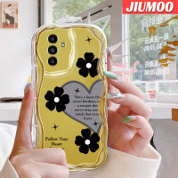 JIUMOO เคส A14ปลอกสำหรับ Samsung กาแล็คซี่5G A04s ลายการ์ตูนแฟชั่นขอบคลื่นความรักเนื้อครีมเคสมือถือใสปลอกซิลิโคนป้องกันเลนส์กล้องเคสนิ่มกันกระแทกแบบใส