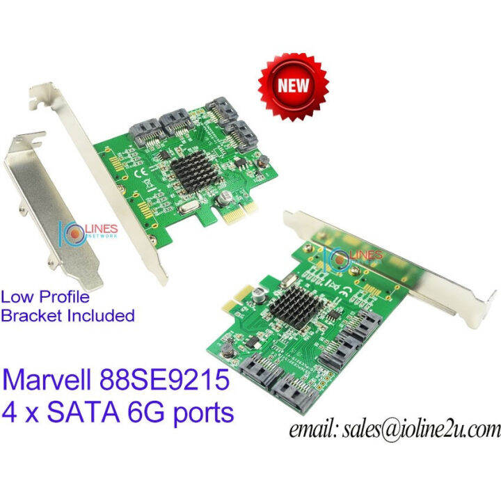 SATA III 4-port PCI-e Controller Card High/Low Profile Bracket Marvell ...