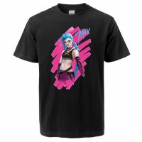 Arcane Hot Anime Cartoon Jinx 2021 Summer Mens Fashion T Shirt Hip Hop Breathable Streetwear MenS Short-Sleeve Harajuku Tshirt