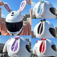 ▣♈✎ 2Pcs/Pair Creative Motorcycle Electric Helmet Decorations Cute Rabbit Ears Plush Motorbike Helmets Accessories Stickers Styling