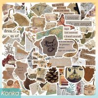 ✨ Konka 52PCS วินเทจสติ๊กเกอร์สไตล์ย้อนยุครูปแบบไดอารี่ Planner ตกแต่ง scrapbooking อุปกรณ์เครื่องเขียนหัตถกรรมสติกเกอร์ Graffiti กระเป๋าเดินทางตกแต่งหน้าต่างกีตาร์สเก็ตบอร์ดสติกเกอร์กันน้ำ