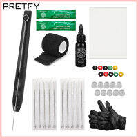 Pretfy Black Hand Poke and Stick Ta-ttoo Kit DIY Ta-ttoo Supply Ink Gloves Ink Box Ta-ttoo Needles Set Practice Skin Ta-ttoo Repair Cream 1RL*10pcs Needle