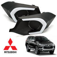 ชุดไฟเดย์ไลท์ กันชนหน้า ไฟสีขาว+ส้ม สีขาวส้ม จำนวน 1ชุด Mitsubishi Pajero Montero Sport มิตซูบิชิ ปาเจโร่ 4ประตู ปี 2016 - 2018 สินค้าราคาถูก คุณภาพดี White+Orange Set Kit DRL Daylight Front on Fog Lamp