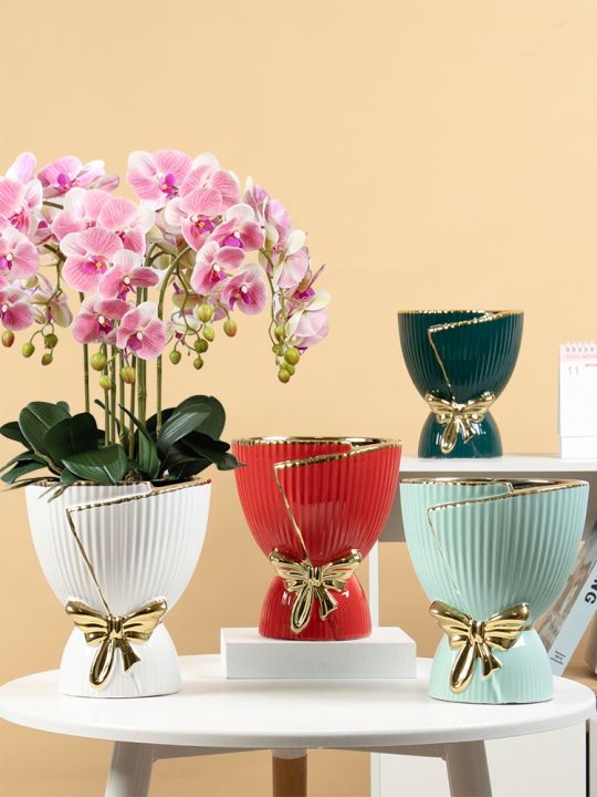 new-ceramic-flower-pot-nordic-light-luxuryinsstyle-creative-personalized-potted-green-radish-phalaenopsis-special-basin-large