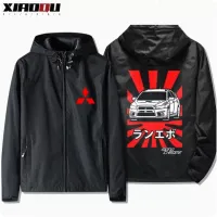 High quality stock Mitsubishi racing suit JDM style jacket EVO EVOLUTION outdoor driving rainproof hooded windbreaker