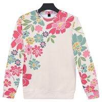 3D fresh spring flower clusters O-neck Sweatshirt Harajuku Round Collar Fashion Pullovers Streetwear New Pullovers