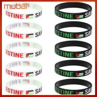 MUBAI ของขวัญ สีสว่าง กีฬา ฟรี สายรัดข้อมือปาเลสไตน์ บันทึกกาซา สายรัดข้อมือซิลิโคน สร้อยข้อมือธงปาเลสไตน์