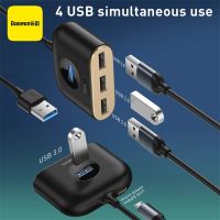 Baseus ตัวแยก USB อะแดปเตอร์ฮับ USB 4 IN 1 USB3.0toUSB3.0 * 1+ USB2.0 * 3สำหรับแมคบุ๊กโปรแอร์ USB 2.0ฮับ LED สำหรับโน้ตบุ๊ค Huawei