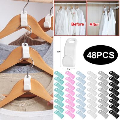۩ 6/12/24/48pcs Mini Clothes Hanger Connector Hooks Cascading Plastic Wardrobe Coat Extendable Hanger Holder For Closet Home Tools