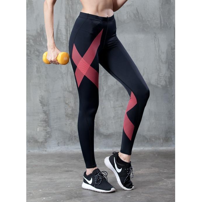 กางเกงรัดกล้ามเนื้อ-evs-women-compression-tights-move-black-red