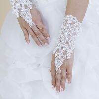 ✶ Hot Sale High Quality Write Fingerless Short Paragraph Elegant Rhinestone Bridal Wedding Gloves Wholesale