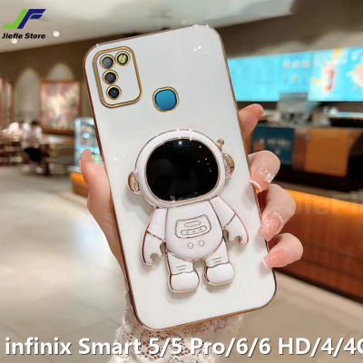JieFie นักบินอวกาศกรณีโทรศัพท์สำหรับ infinix Smart 5 / Smart 6 / Smart 5 Pro / Smart 4 / Smart 4C หรูหราโครเมี่ยมชุบ Soft TPU สแควร์กรณี + ยึด