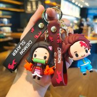 Anime Demon Slayer Keychain Action Figure Kamado Nezuko Kamado Tanjirou Model Toys Bag Car Cartoon Keyrings Pendant Jewelry Gift