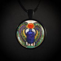 【YF】◆☋  Ancient Egyptian Scarab Beetle Pendant Necklace Pattern Glass for Jewelry Wholesale