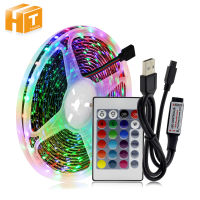 24Key USB แถบไฟ LED RGB ไฟแอลอีดีแบบยืดหยุ่น2835 SMD DC5V เทปไดโอดริบบิ้น RGB 0.5M 1M 2M 3M 4M 5M ทีวีเดสก์ท็อปหน้าจอ BackLight