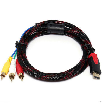 อะแดปเตอร์สายถัก3RCA เป็น HDMI,ตัวแปลงสายแบบถักทดสอบความละเอียด3RCA เป็น HDMI