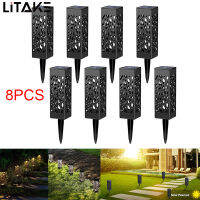 LITAKE 8ชิ้น IP44กันน้ำพลังงานแสงอาทิตย์โคมไฟสนามหญ้ากลวงตกแต่ง
