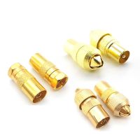 2pcs Gold Plated RF TV type plug Male Female 9.5 Aerial Connector Adapter socket RF male Coax Cable Plug Freeview Coaxial a1