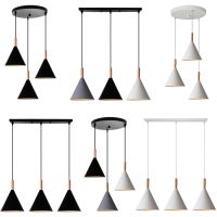 3-Heads Modern Wood Pendant Light Domeshade Suspension for Cafe Restaurant Bedroom Home Kitchen Island Nordic Hanging Lamp